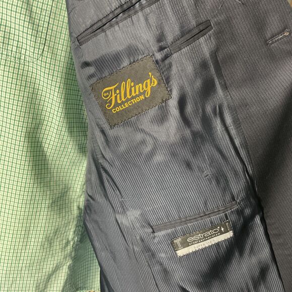 Jack Victor Elite Striped Wool Blazer Blue Two Button Men's Size 44R - Picture 11 of 14